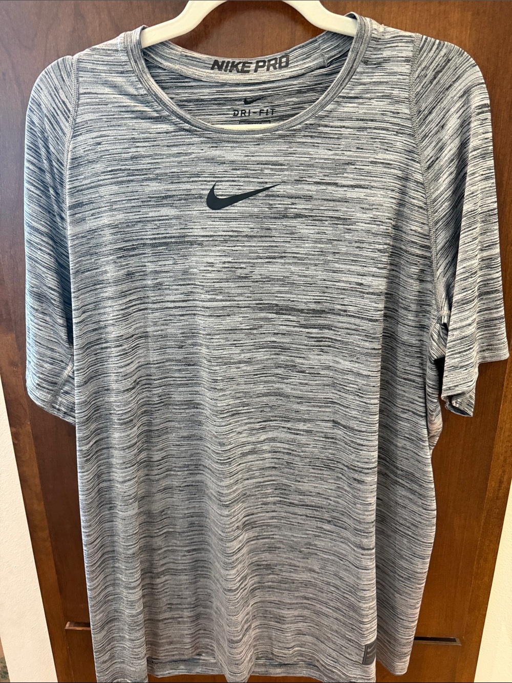 Nike Pro Short-Sleeve Heather Gray Dri-FIT Training Tee